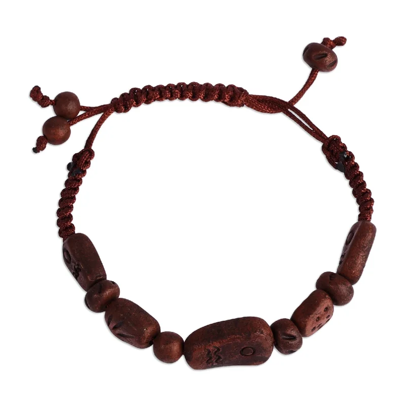 Ladies bangles for weddings-Novica Handmade Bewitching Brown Ceramic Bead Bracelet