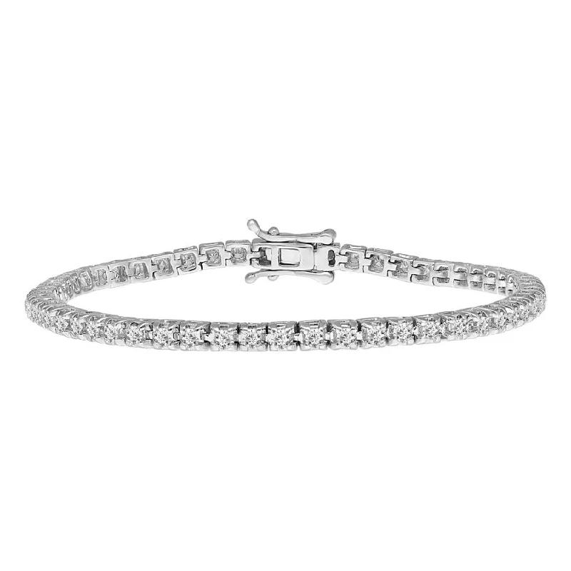 Ladies chain bracelet-LADIES BRACELET 2.00CT ROUND DIAMOND 14K WHITE GOLD