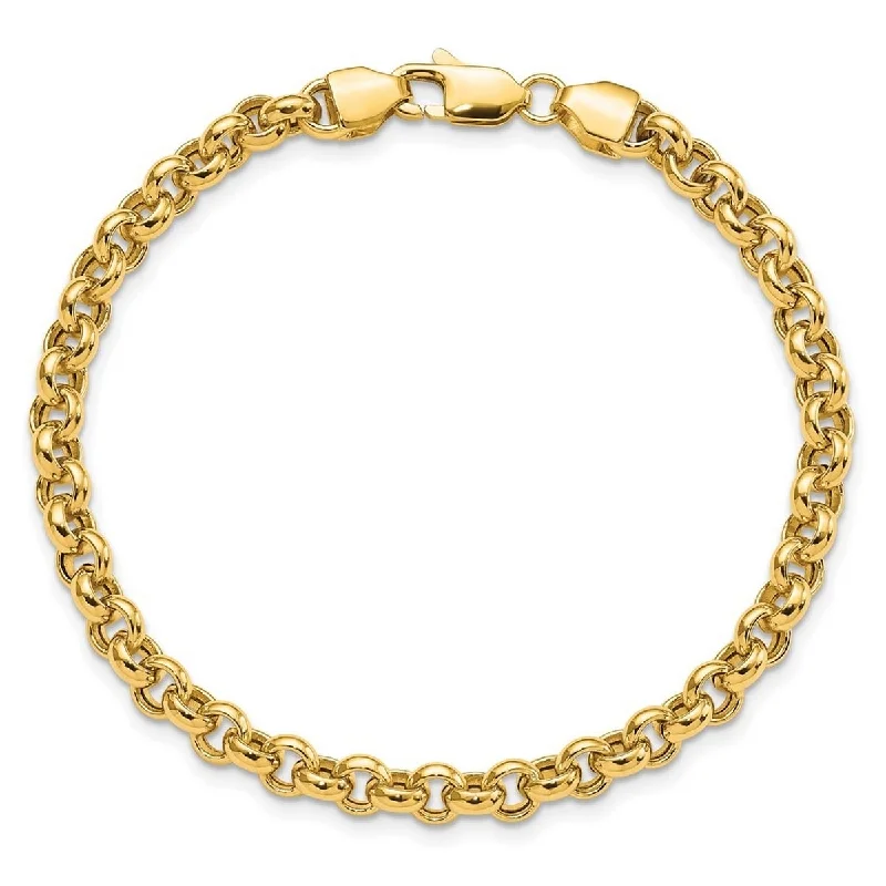 Ladies sterling silver cuff bracelet-Curata 10k Yellow Gold 5mm Polished Heavy Round Rolo Link Bracelet Options: 7.25" 8.25"