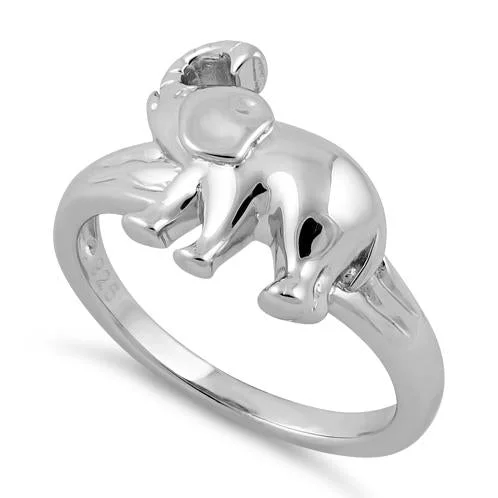 Ladies gold-plated ring-Sterling Silver Elephant Ring