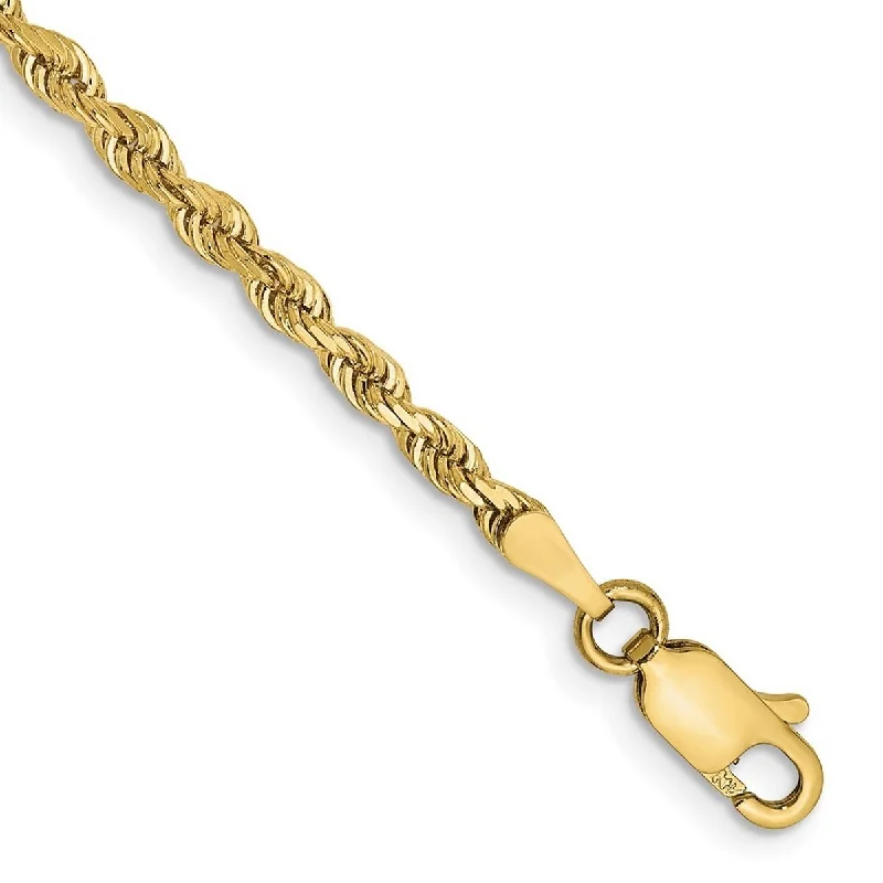 Ladies classic gold bracelet-Curata 10k Yellow Gold 2.75mm Diamond Cut Quadruple Rope Chain BraceletOptions: 7" 8"