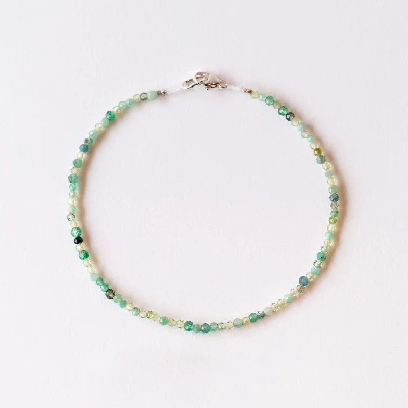 Ladies custom charm bangle-Margaret Solow | Green Multi Gem Bracelet