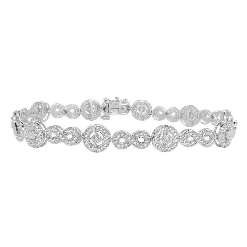 Ladies silver tennis bracelet-LADIES BRACELET 0.25CT ROUND DIAMOND STERLING SILVER/WHITE GOLD