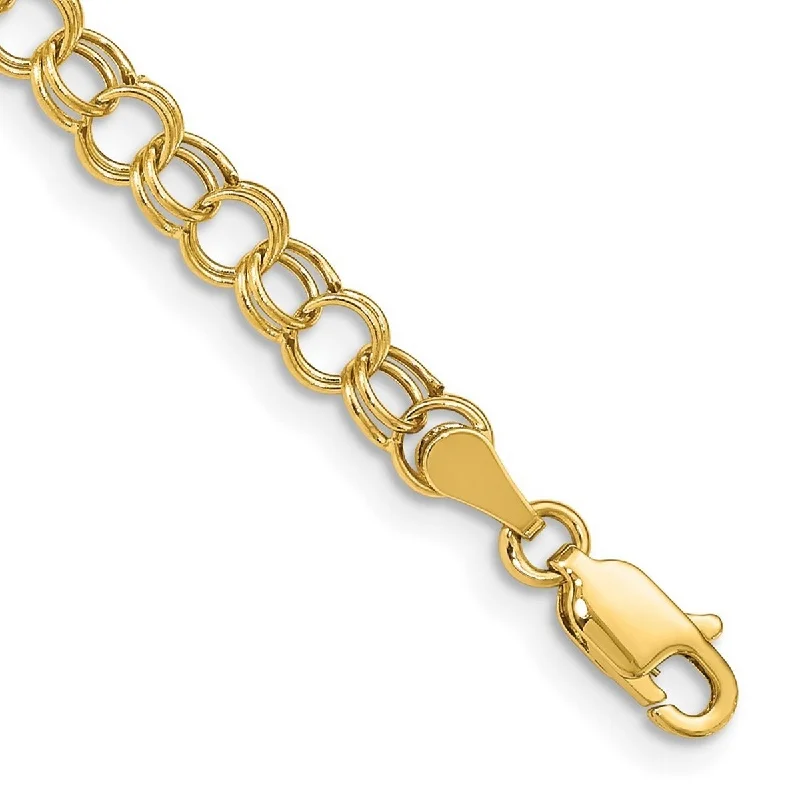 Ladies leather bracelet-Curata 10k Yellow Gold 5mm Hollow Double Link Charm Bracelet Options: 6" 7" 8"