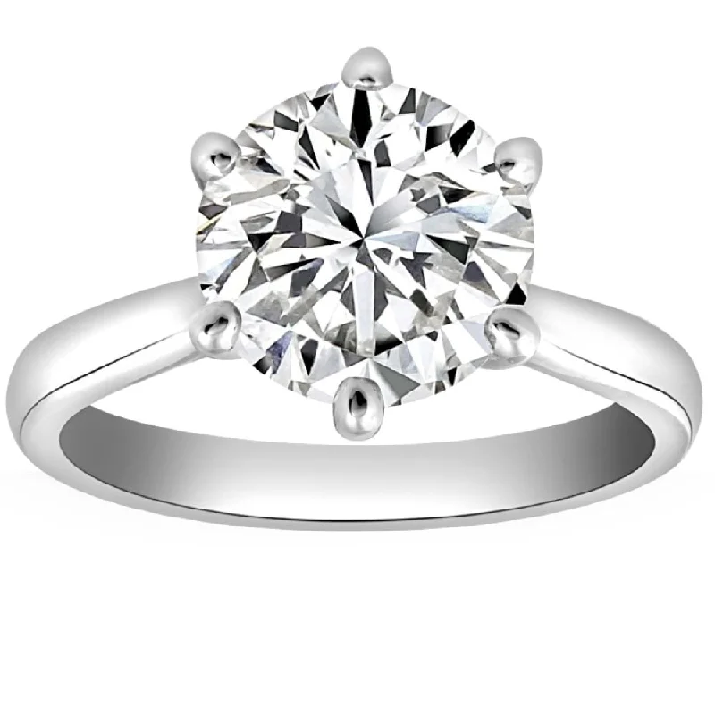 Ladies white gold engagement ring-VS 2 1/2CT Lab Grown Diamond 6-Prong Solitaire Engagement Ring White Gold