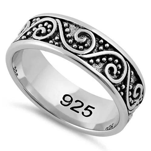 Ladies sterling silver ring-Sterling Silver Bali Swirl Band Ring