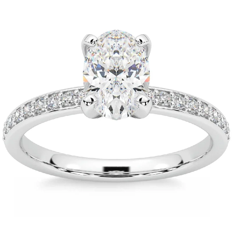 Ladies unique engagement ring-Certified 2 1/4Ct Oval Diamond Engagement Ring Gold Lab Grown