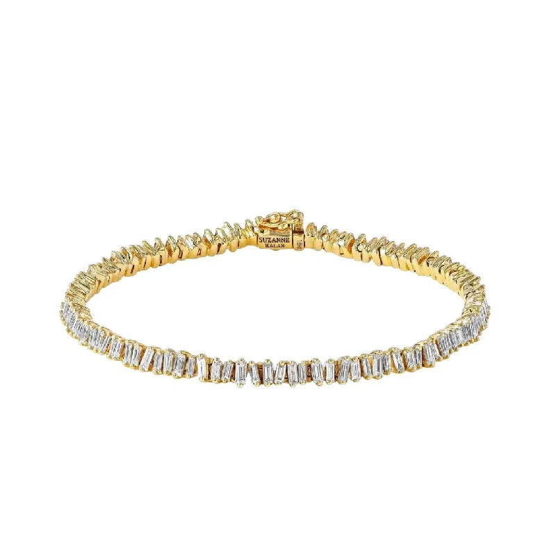 Ladies handmade gold bracelet-Suzanne Kalan | 18k Classic Mini Baguette Diamond Tennis Bracelet