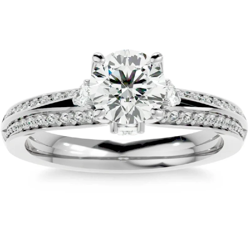 Ladies luxury wedding engagement ring-1 1/3Ct Diamond & Moissanite Accent Engagement Ring in Gold