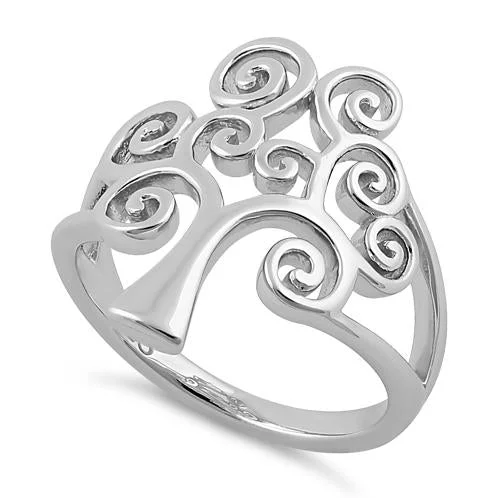 Ladies heart-shaped ring-Sterling Silver Tree of Life Ring