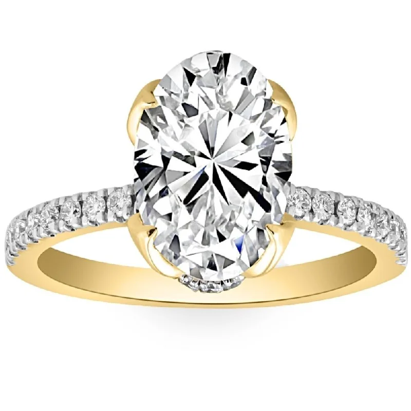 Ladies vintage engagement ring-3 1/2Ct Oval Diamond Mia Engagement Ring in White Yellow, or Rose Gold Lab Grown