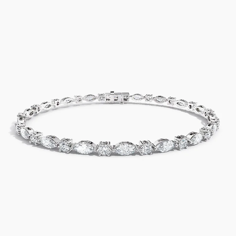 Ladies custom charm bangle-Auriya 14K Gold Lab Grown Marquise and Round Diamond East-West Tennis Bracelet 5.00 ct. tw. (F-G VS)