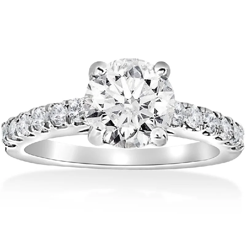 Ladies luxury engagement ring-14k White Gold 1 1/2 ct TDW Round Diamond Engagement Ring Clarity Enhanced (G-H/SI1-SI2)