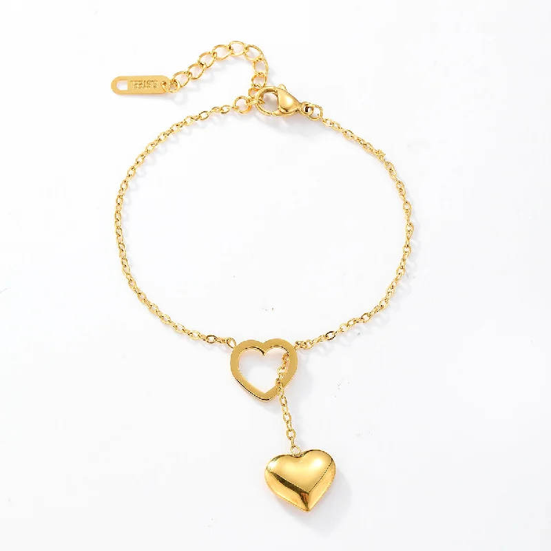 Ladies diamond bracelet for women-1 Piece Fashion Heart Shape Stainless Steel Plating Bracelets