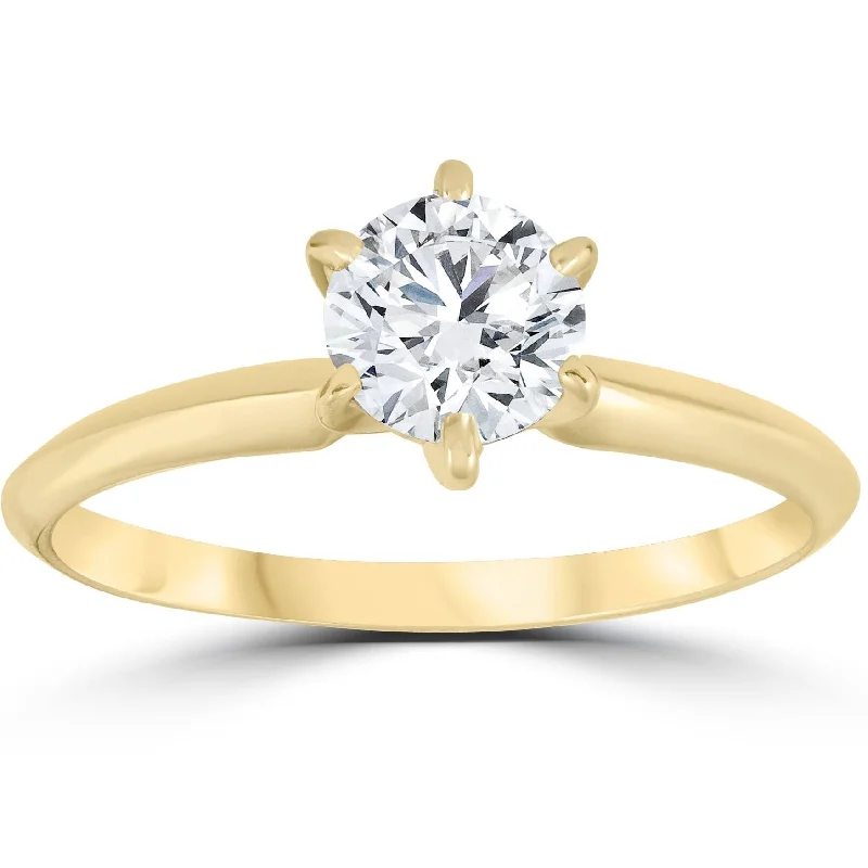 Ladies platinum engagement ring-SI1 1.32CT IGI Certified Lab Grown Diamond Engagement Ring Yellow Gold SZ 6