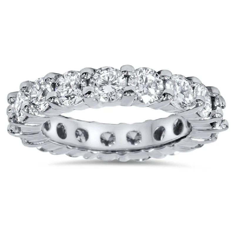 Ladies diamond engagement ring-Pompeii3 Platinum 4 ct TDW Diamond Eternity Ring Womens Wedding Anniversary Stackable Engagement Band