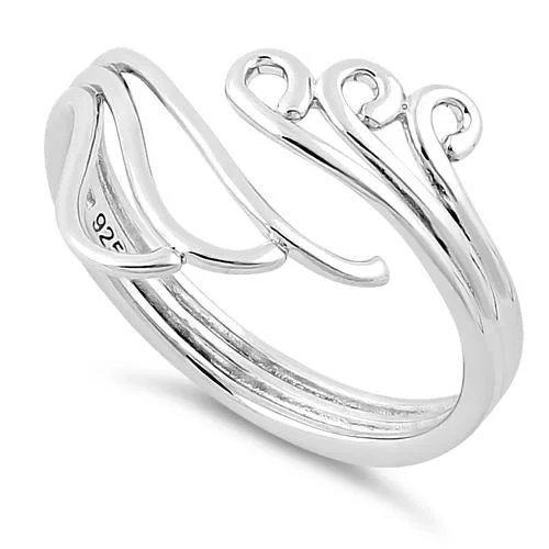 Ladies fashion ring-Sterling Silver Waves & Wind Ring