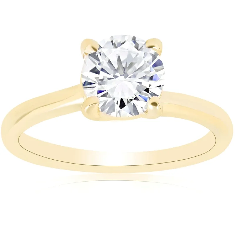 Ladies multi-stone engagement ring-1 ct Round Diamond Solitaire Engagement Ring Yellow Gold