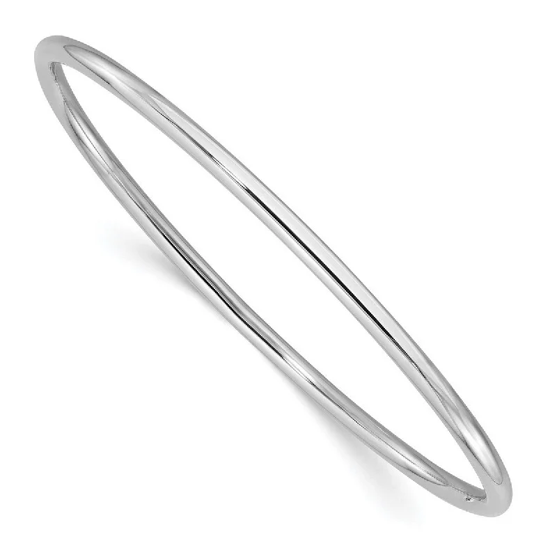 Ladies chain bracelet-Curata 14k White Gold 8" 3mm Polished Tube Slip-on Stackable Bangle Bracelet