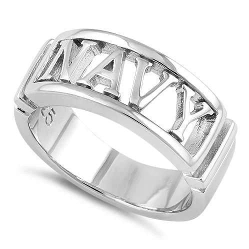 Ladies eternity ring-Sterling Silver Men's NAVY Ring