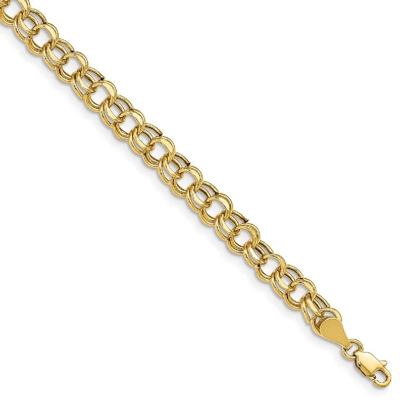 Ladies infinity bracelet-Curata 10k Yellow Gold Lite 5.5mm Double Link Charm Bracelet Options: 7" 8"