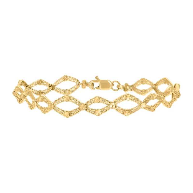 Ladies gemstone bracelet-Curata 10k Yellow Gold 8" 9.5mm Zig Zag Link Fashion Bracelet for Women