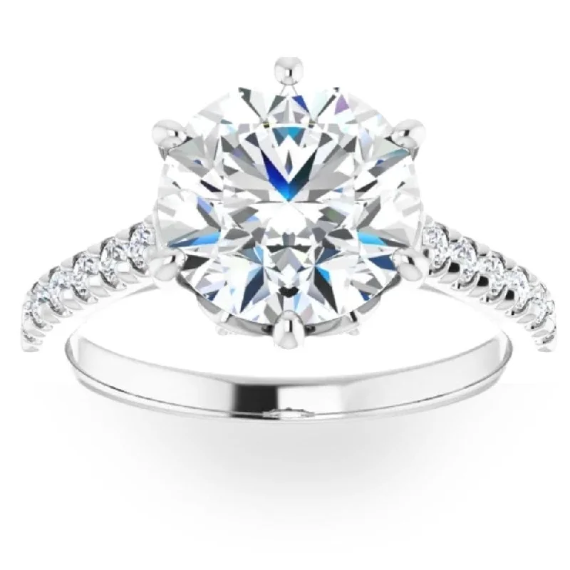 Ladies engagement ring with multiple stones-3.40Ct Round Diamond Engagement Ring Lab Grown in White or Yellow Gold