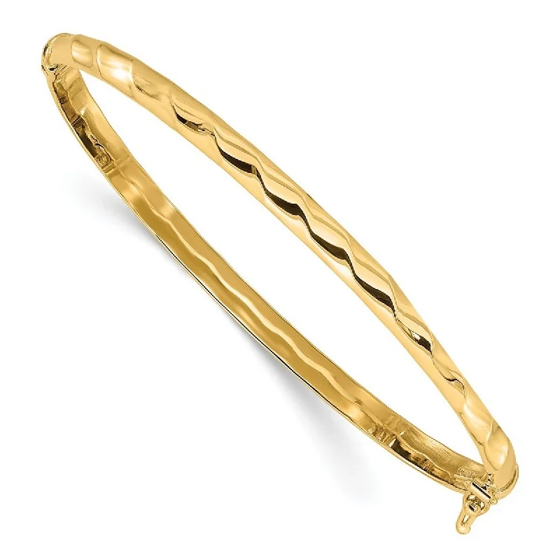 Ladies colorful bangles-Curata 10k Yellow Gold 4mm Polished Twisted Hinged Bangle Bracelet