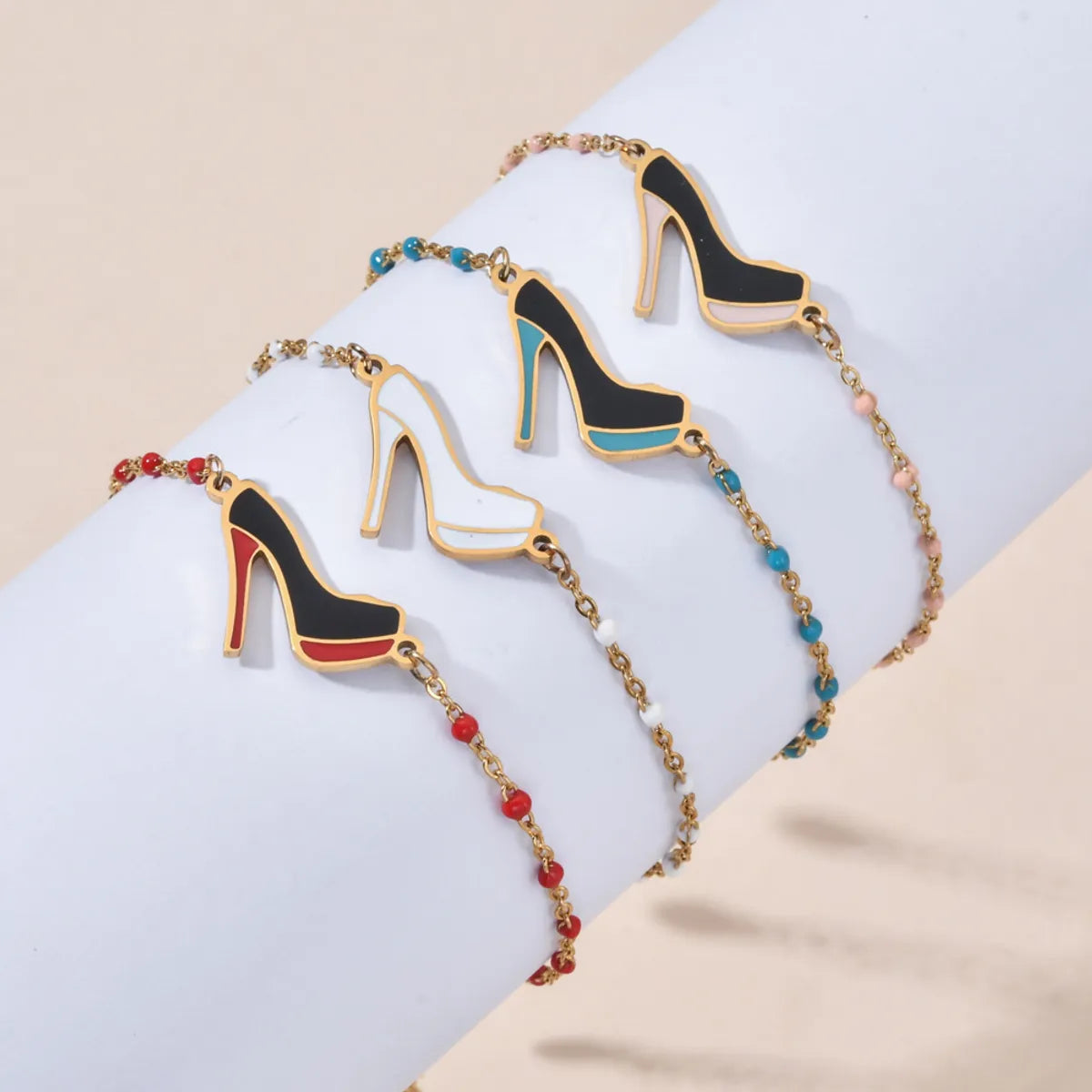 Ladies gold chain bracelet-Bohemian High Heel Stainless Steel Plating Bracelets