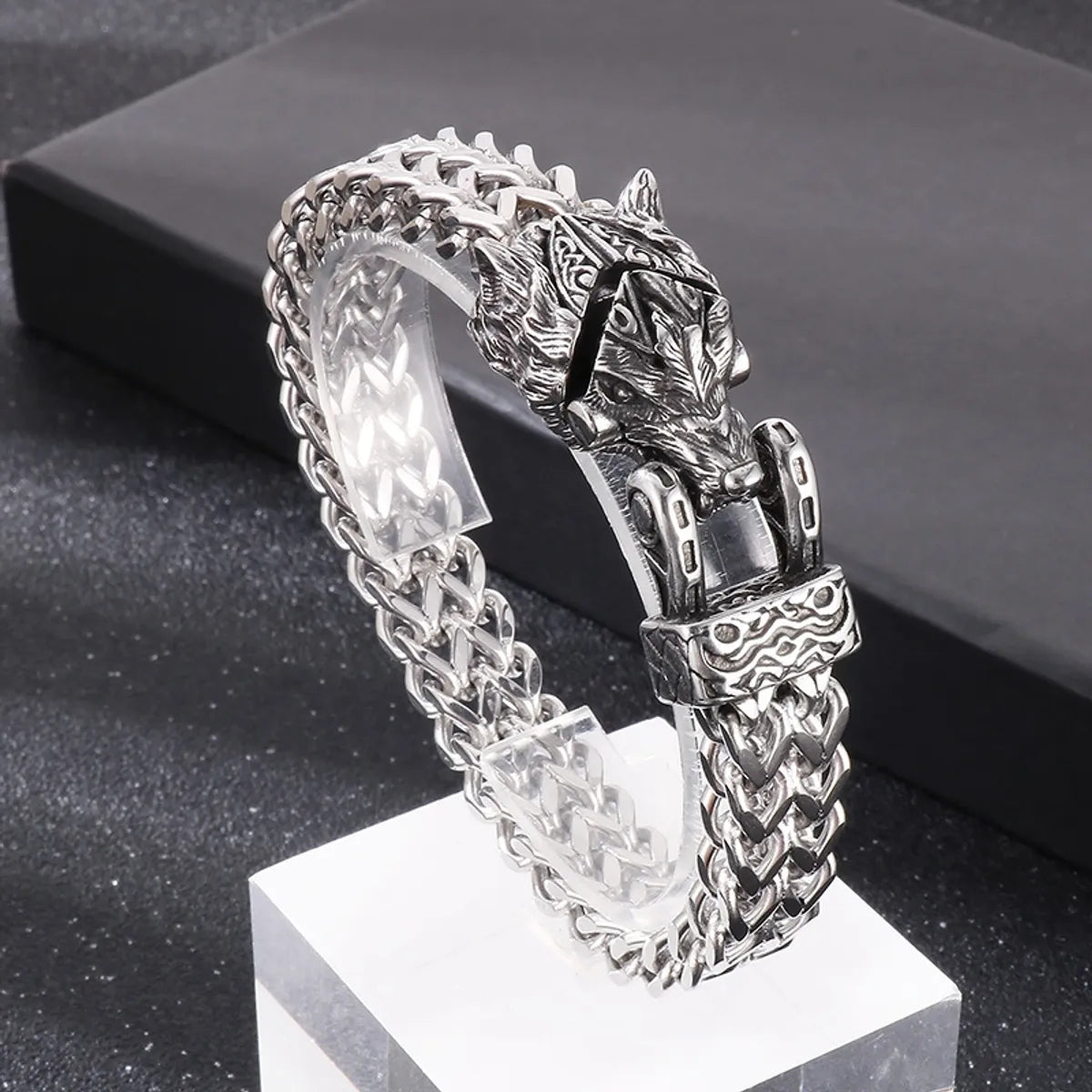 Ladies silver bracelet-Punk Snake Dragon Titanium Steel Bracelets