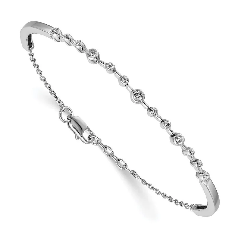 Ladies pearl and diamond bracelet-Curata 3mm 14k White Gold Diamond Cuff Stackable Bangle Bracelet