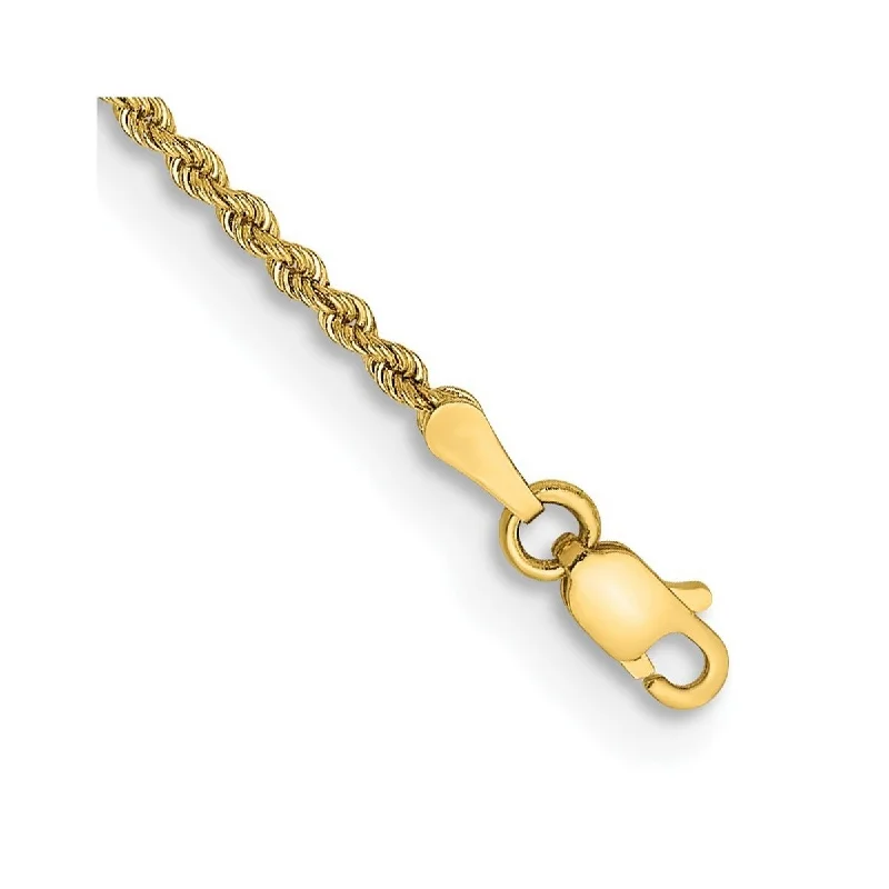 Ladies rose gold bangle-Curata 10k Yellow Gold 2mm Regular Rope Chain Bracelet Options: 7" 8"