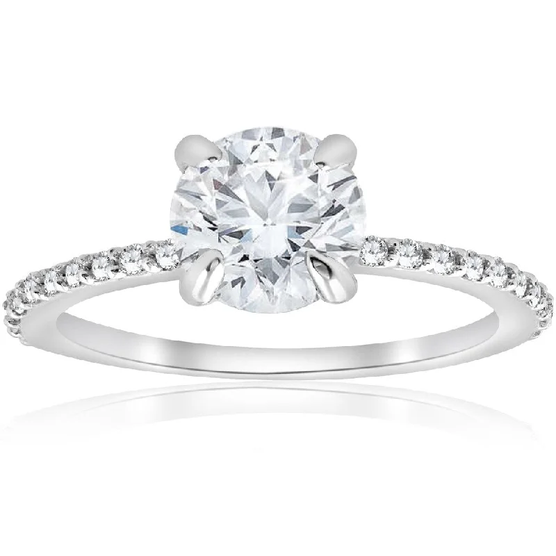 Ladies oval cut engagement ring-Pompeii3 14K White Gold 1 1/4 Ct TDW Diamond Clarity Enhanced Round Solitaire Engagement Ring