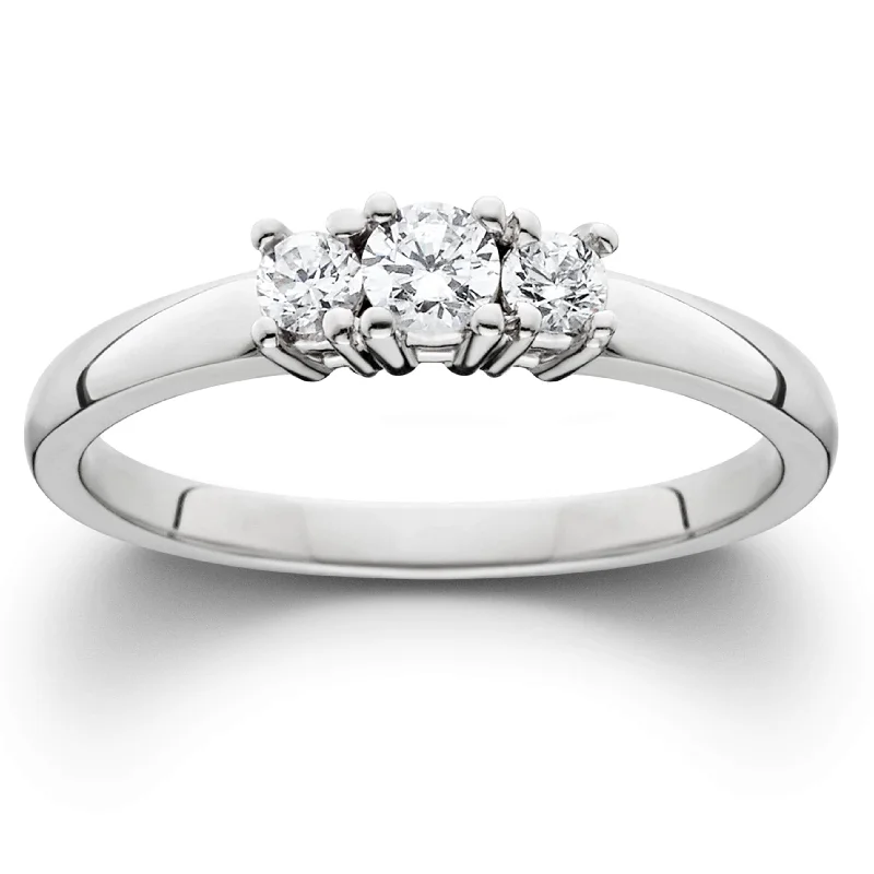 Ladies simple engagement ring-1/2 Ct Three Stone Lab Grown Diamond Engagement Ring White Gold