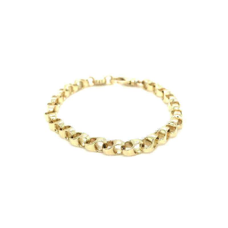 Ladies rose gold cuff bracelet-14K Yellow Gold Fancy Link Bracelet