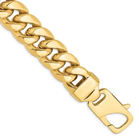 Ladies classic bracelet-14k 15mm Semi-Solid Miami Cuban Link Bracelet