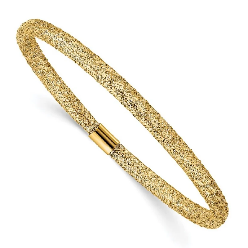 Ladies delicate bracelet-Curata 10k Yellow Gold 4mm Stretch Mesh Slip-on Bracelet for Women