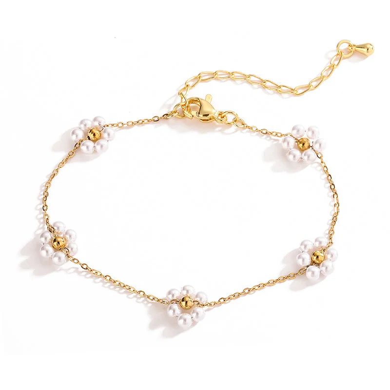 Gold Floret Pearl Bracelet