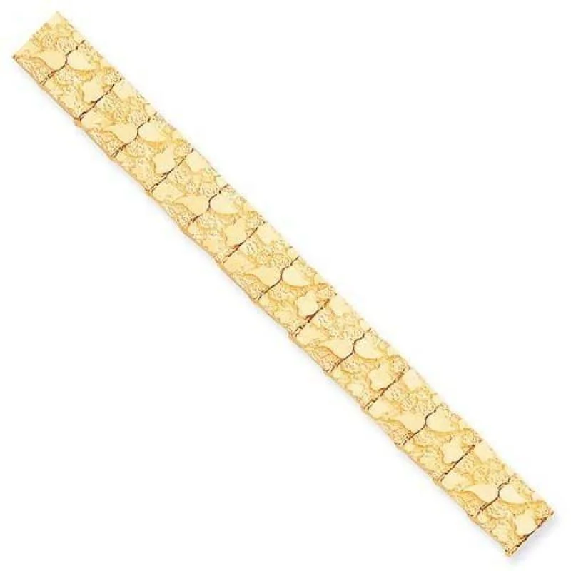 Ladies minimalist gold bracelet-10k 10mm Nugget Bracelet