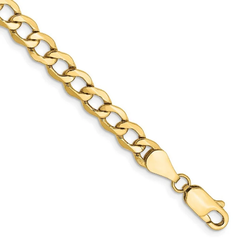 Ladies colorful bangles-Curata 14k Yellow Gold 5.25mm Semi Solid Curb Chain Bracelet Options: 7" 8"