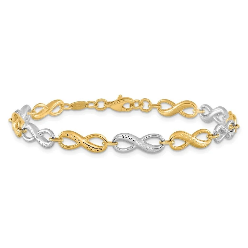 Ladies boho bracelet-Curata 10k Two tone Gold 7.5" 5mm Polished Infinity Bracelet