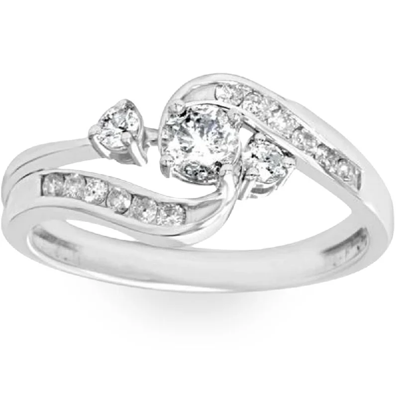 Ladies luxury engagement ring-1/2ct Twist Diamond Engagement Wedding Ring Set White Gold