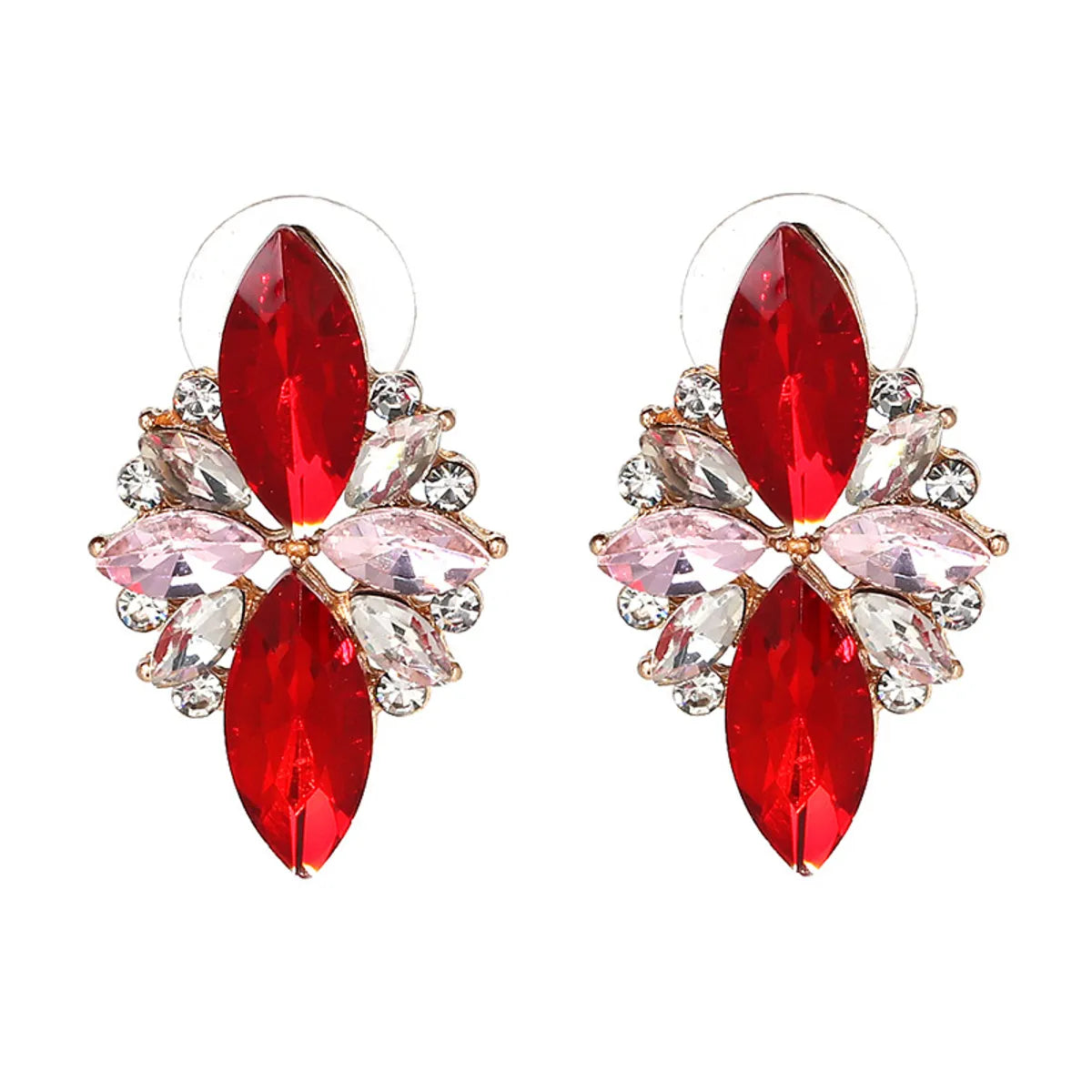 Ladies diamond ring-Alloy Fashion Flowers Earring  (red) Nhjj4074-red