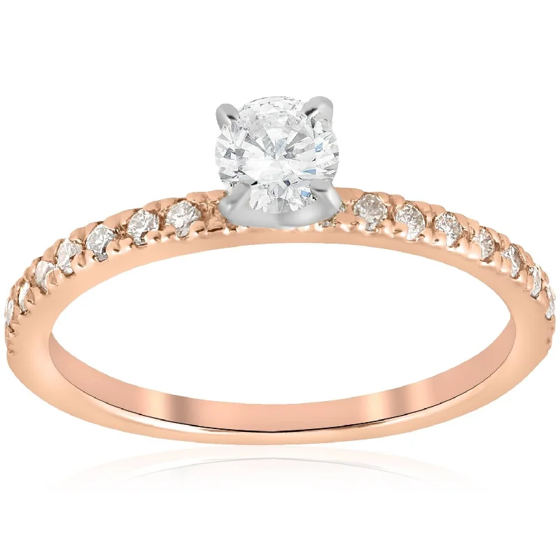 Ladies rose gold engagement ring-1/2ct Diamond Engagement Ring Rose Gold