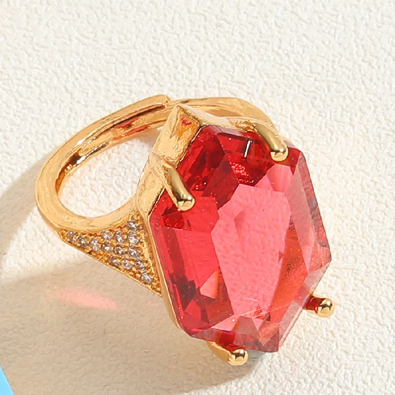 Red Hexagonal Zircon Ring