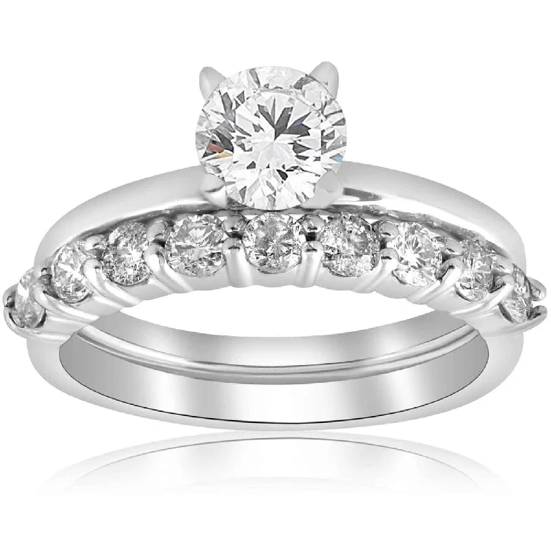 Ladies double halo engagement ring-1 1/10ct Diamond Engagement Wedding Ring Solitaire Set White Gold