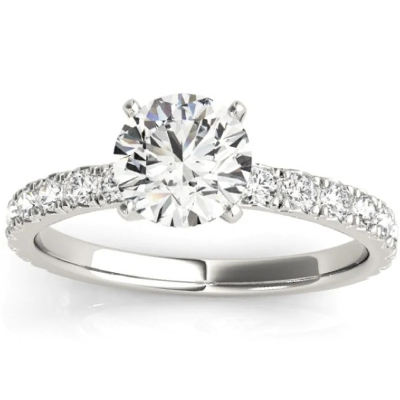 Ladies engagement ring with matching wedding set-1 Ct Diamond Round Cut Engagement Ring Single Row White Gold