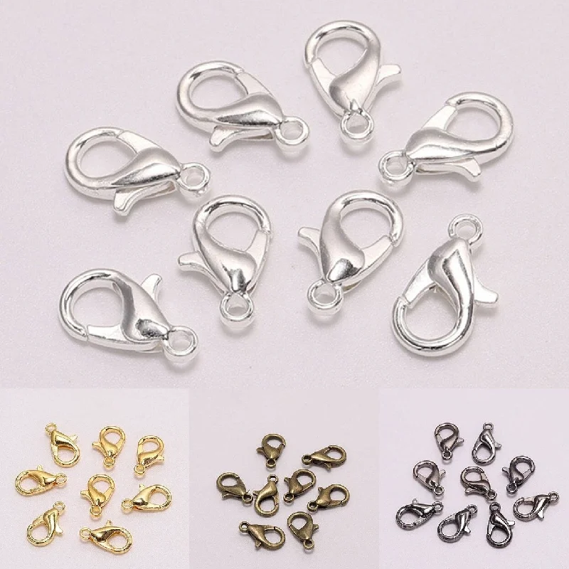 Ladies gold chain bracelet-50Pcs Lobster Hooks Plated Multipurpose Diy Bracelet Necklace Key Ring Lobster Clasps Jewelry Findings