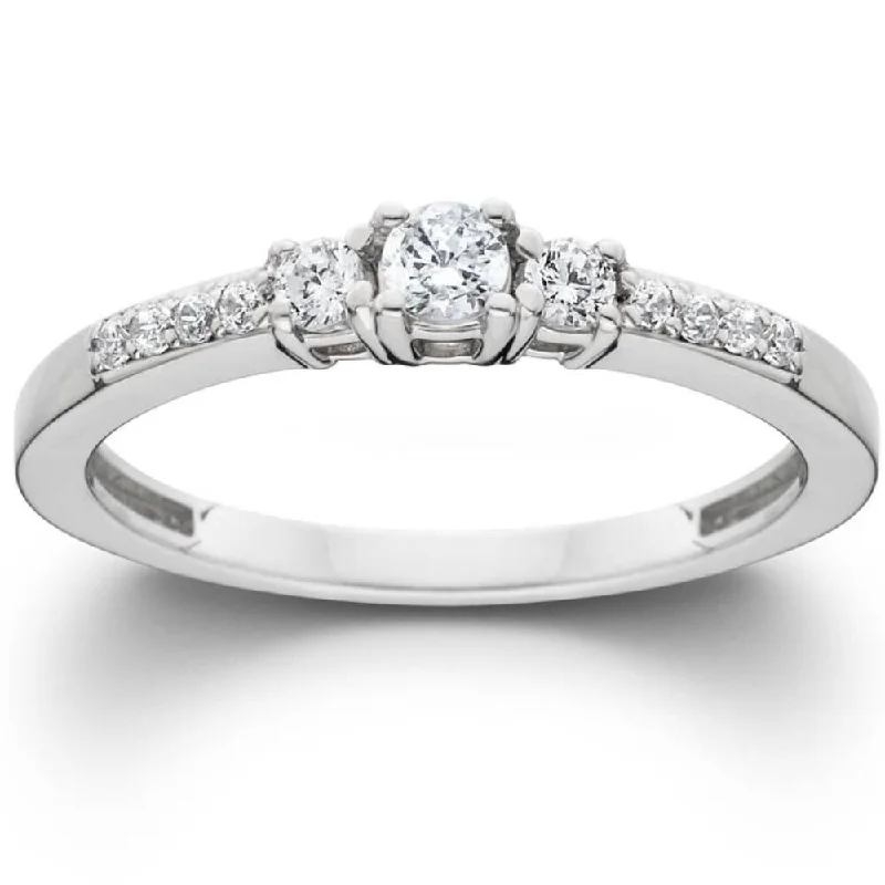 Ladies diamond engagement ring-1/2ct Three Stone Round Diamond Engagement Ring White Gold