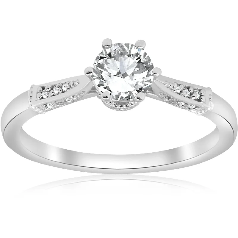 Ladies engagement ring with big diamond-Pompeii3 14K White Gold 5/8 ct TDW Diamond Clarity Enhanced Vintage Engagement Ring (G-H/SI1-SI2)